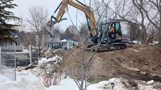 Excavator working on a residential earthmoving project